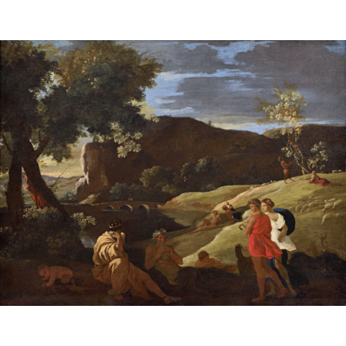 “An Arcadian Landscape with stories from the legends of Pan and Bacchus”